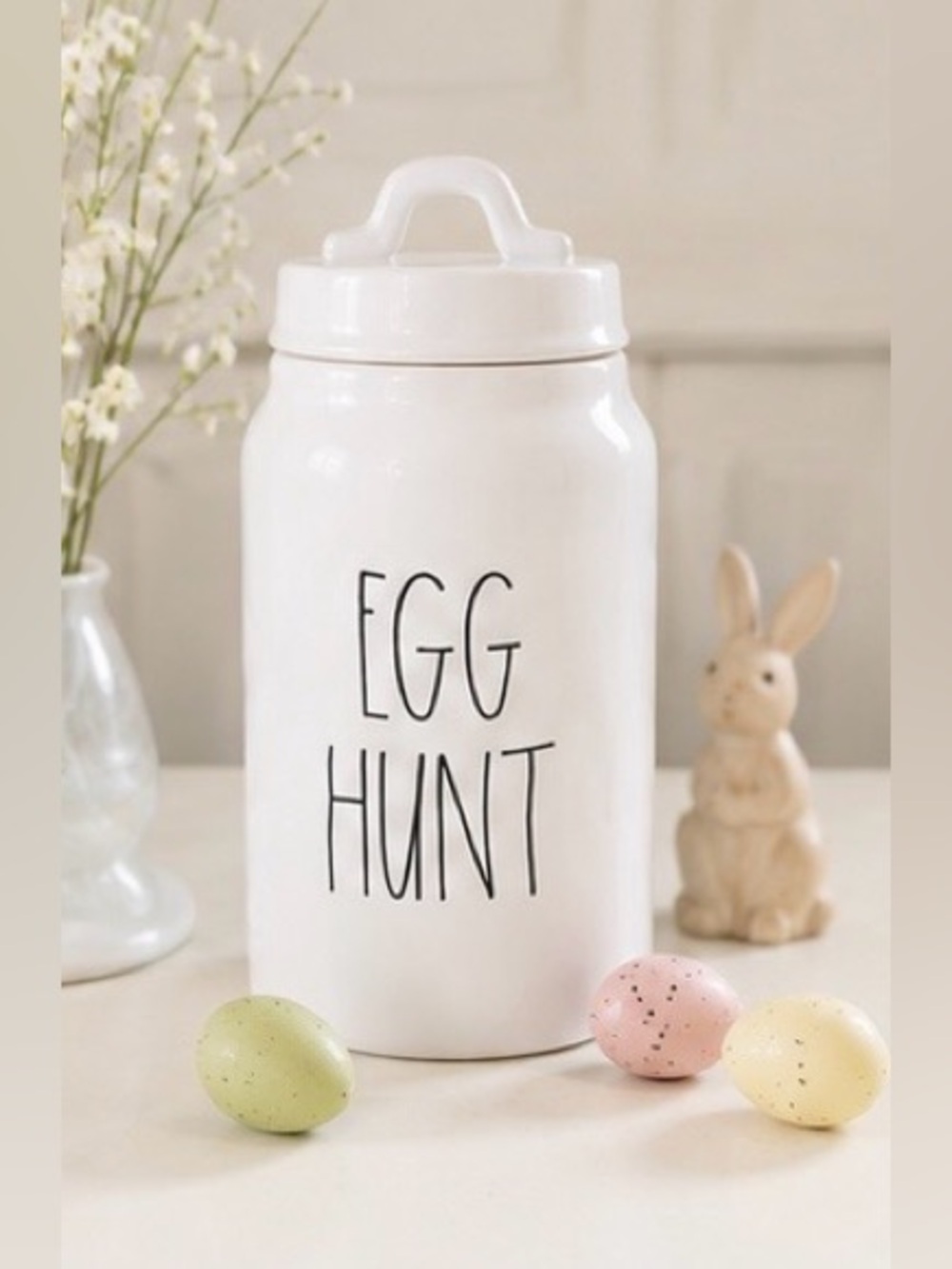 Rae Dunn EGG HUNT Easter Canister Ceramic Cookie Jar Farmhouse Spring Kitchen - Picture 4 of 6